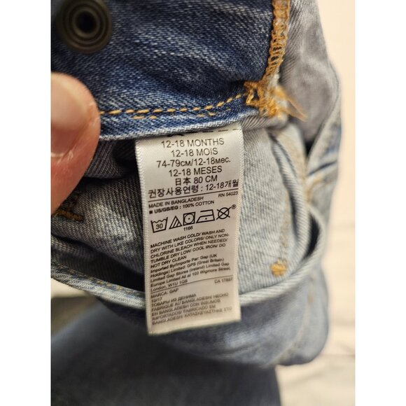 Baby Gap Denim Jean Shortalls Overall Shorts 12-18mo Summer Spring Beach - Picture 5 of 7